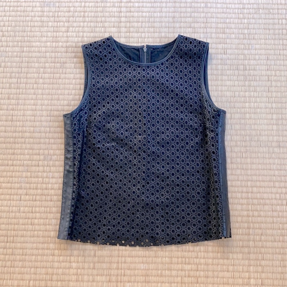 Theory Eyelet Leather Sleeveless Shell